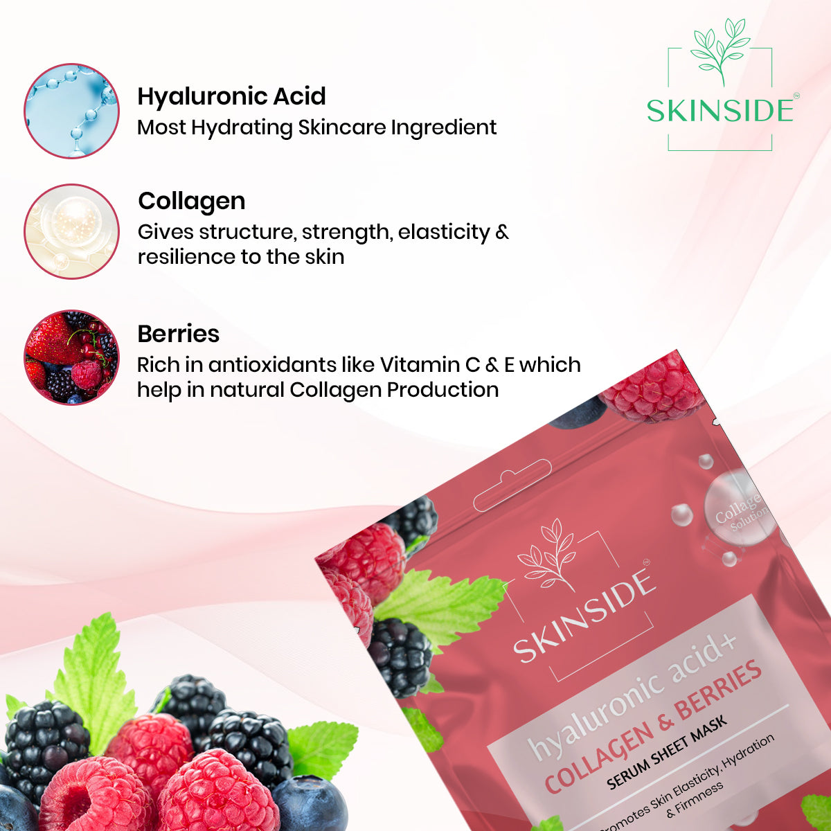 Hyaluronic+ Collagen & Berries Sheet Mask - skinside